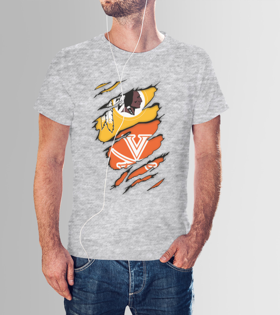Virginia Cavaliers And Washington Redskins Torn T-Shirt