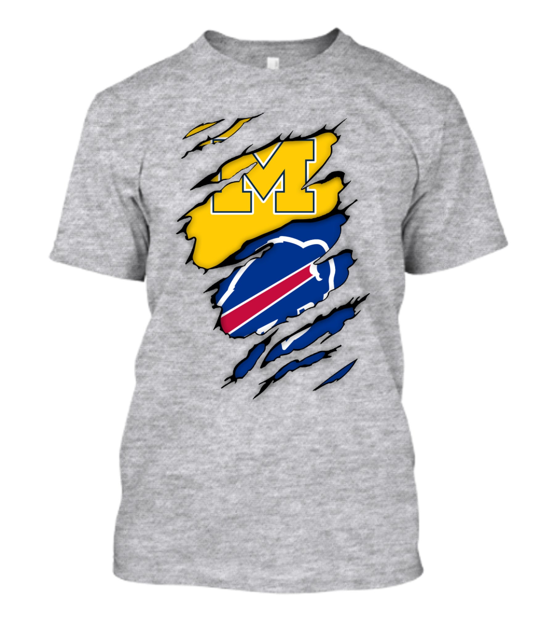 Michigan Wolverines Buffalo Bills Ripped T-Shirt