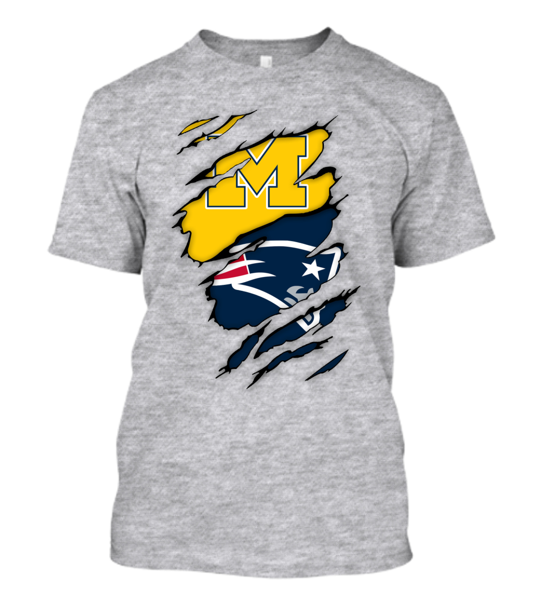 Michigan Wolverines New England Patriots Logo Mashup T-Shirt