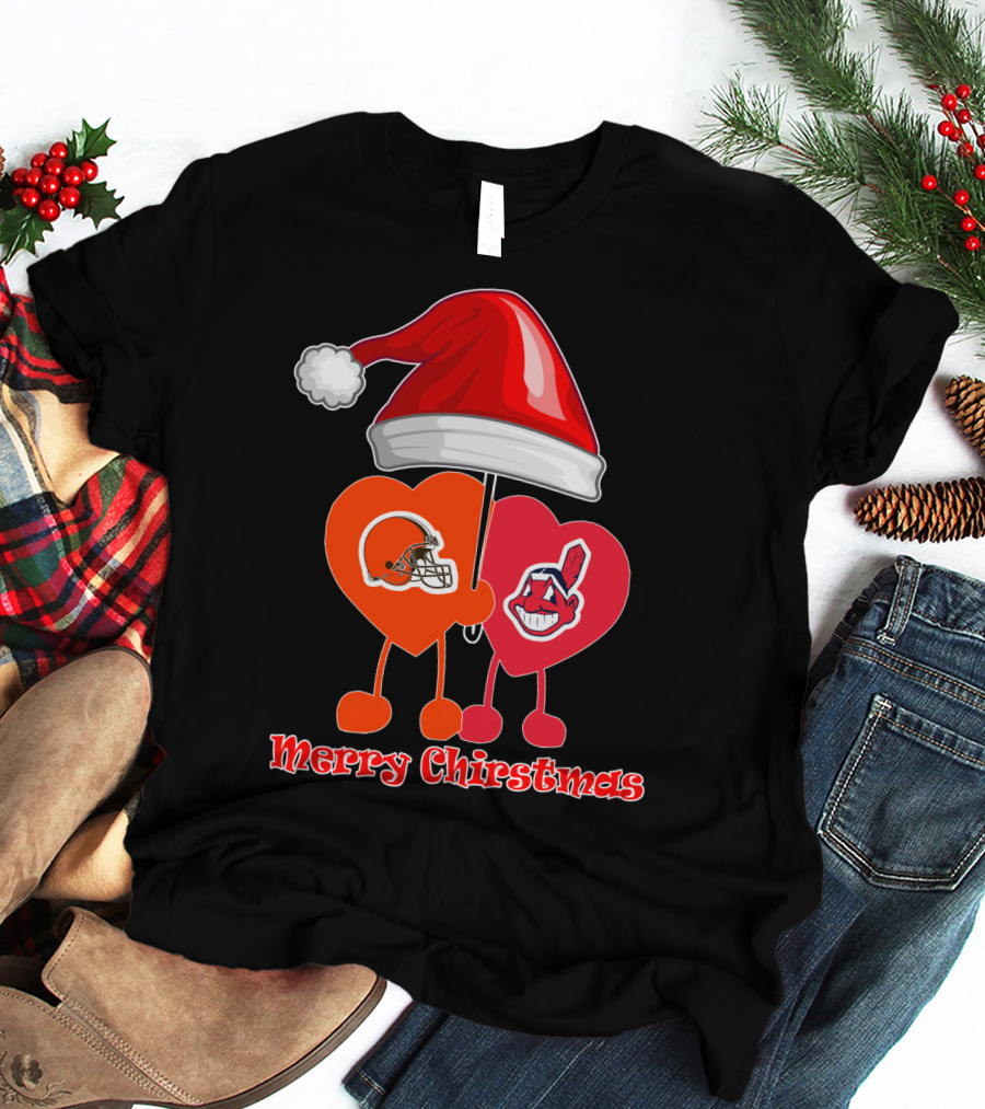 Cleveland Browns Cleveland Indians Merry Christmas T-Shirt
