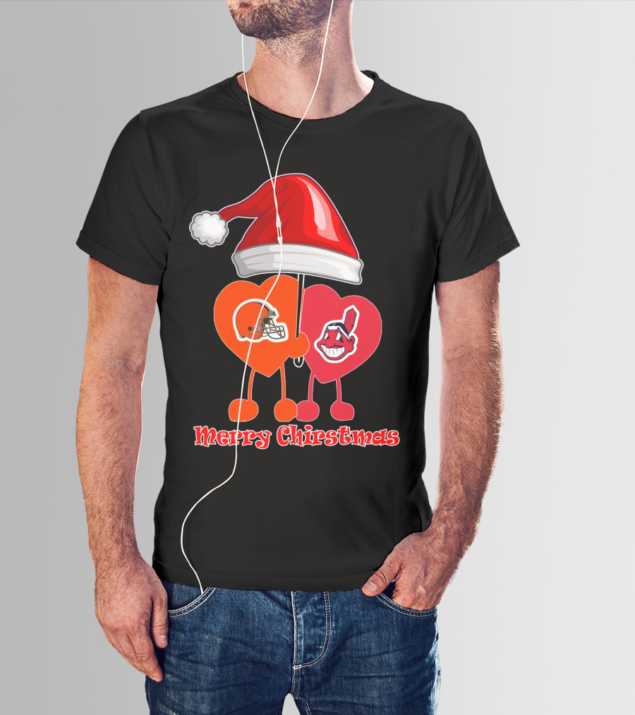 Cleveland Browns Cleveland Indians Merry Christmas T-Shirt