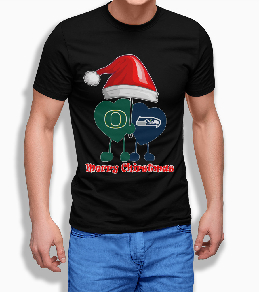 Merry Christmas Seattle Seahawks Oregon Ducks T-Shirt