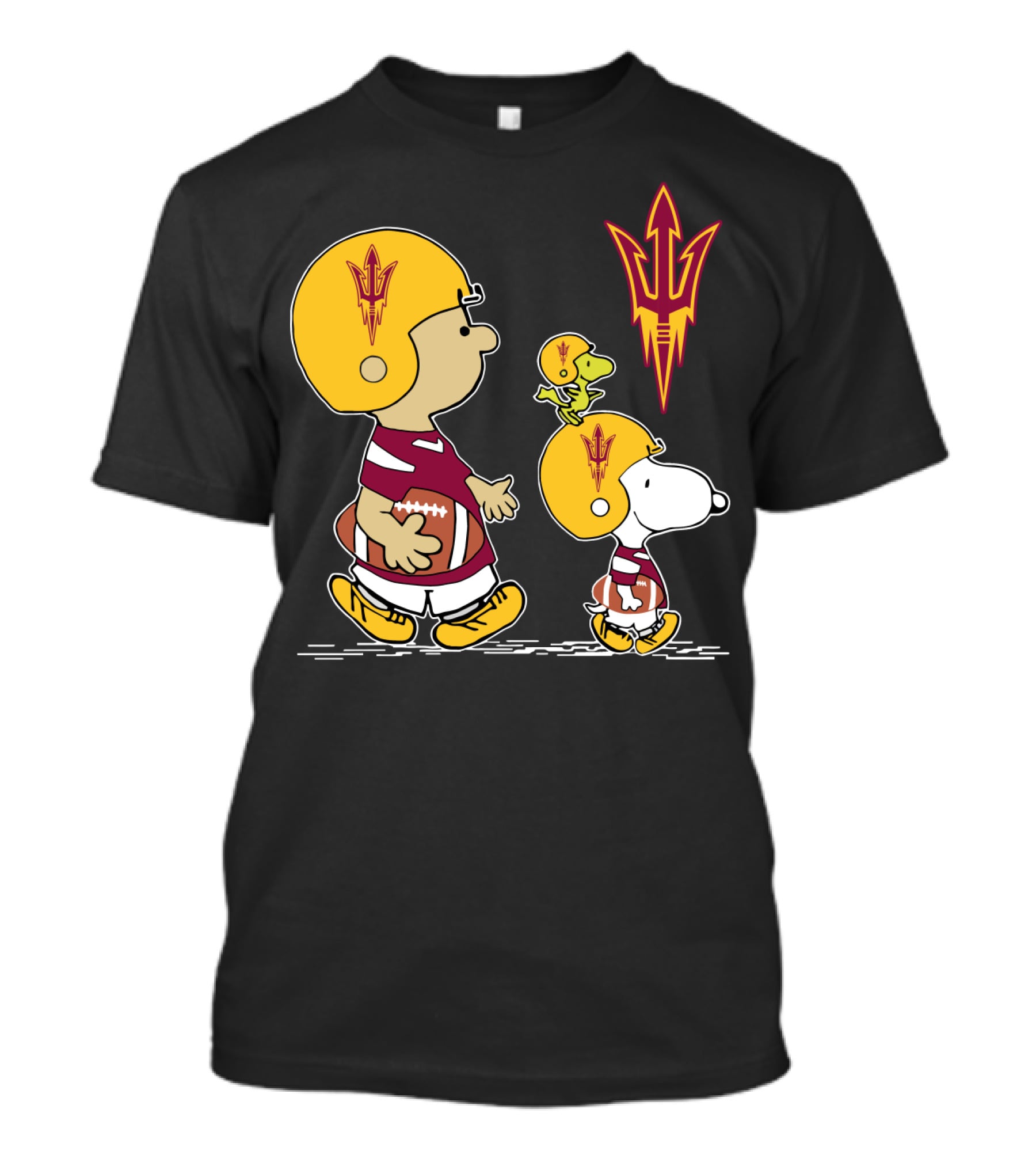 Arizona State Sun Devils Peanuts Characters Football Helmets T-Shirt