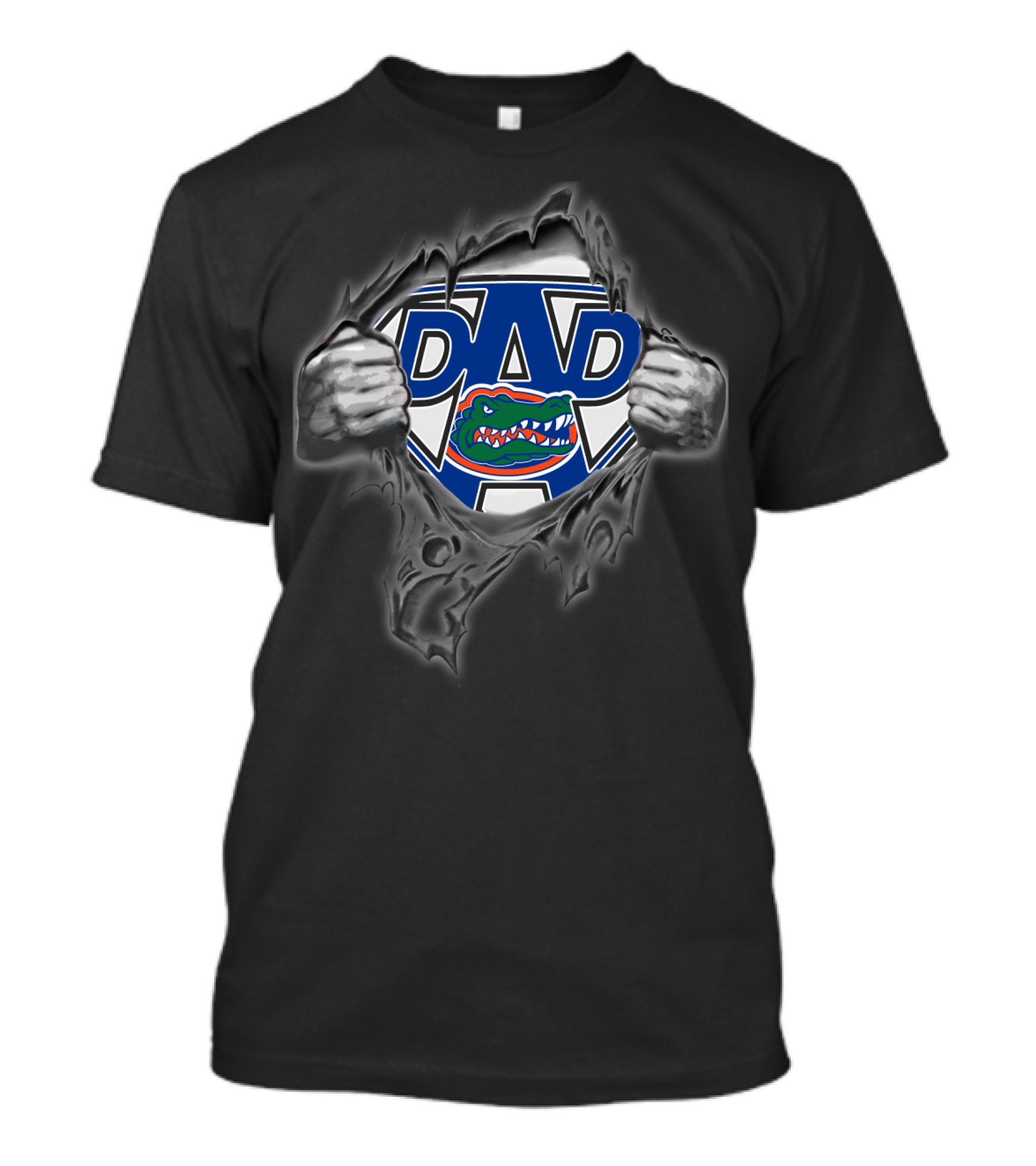 Gators Dad Superhero Logo Torn Reveal T-Shirt