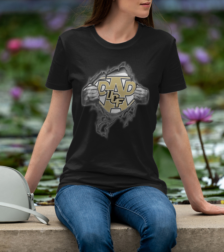 UCF Knights Super Dad Logo With Bold Letters And Strong Hands T-Shirt