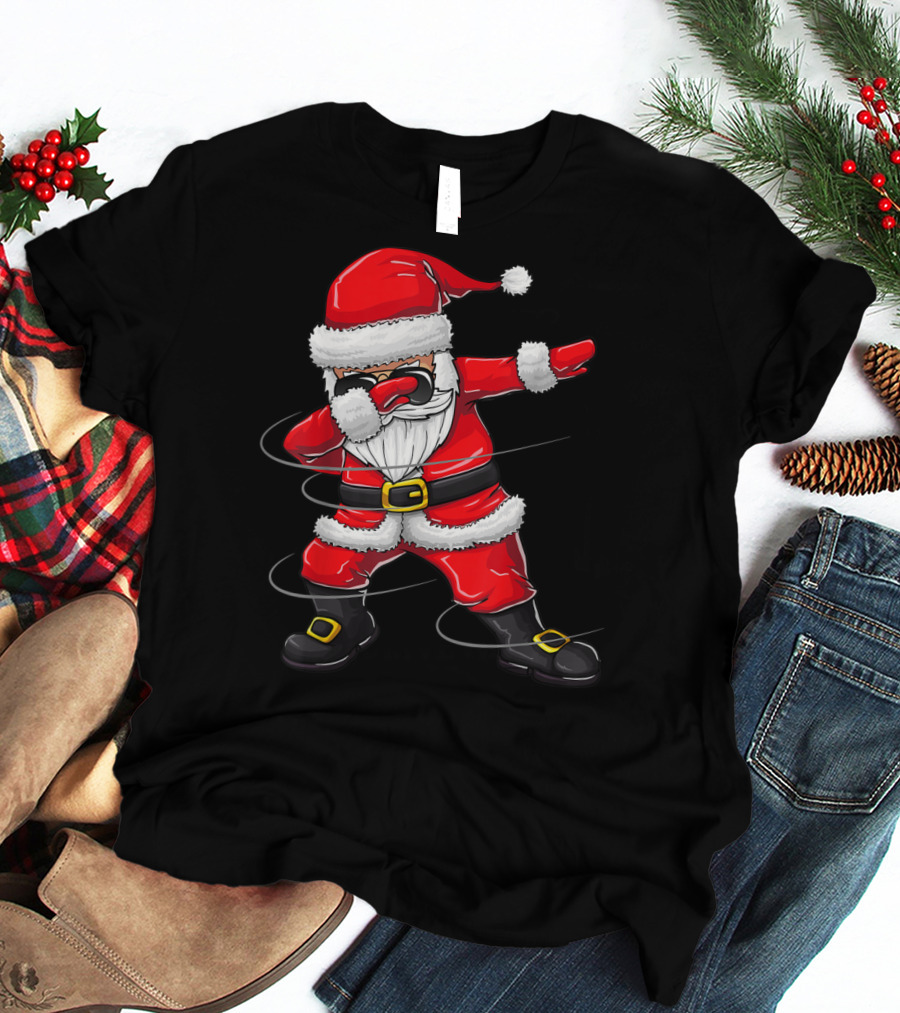 Christmas Dabbing Santa Boy Girl Santa Dab Pose T-Shirt