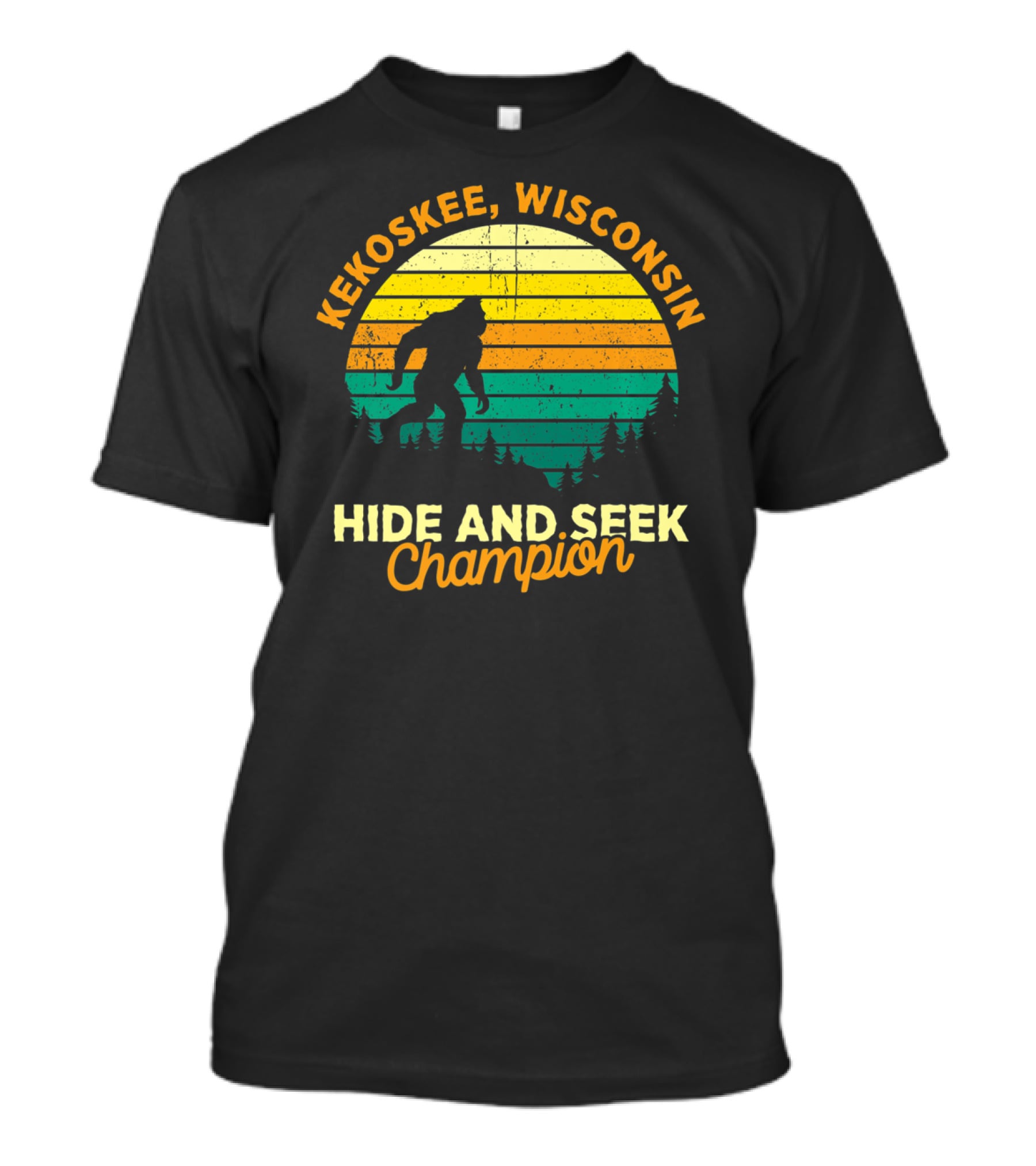 Kekoskee Wisconsin Bigfoot Hide And Seek Champion Retro T-Shirt