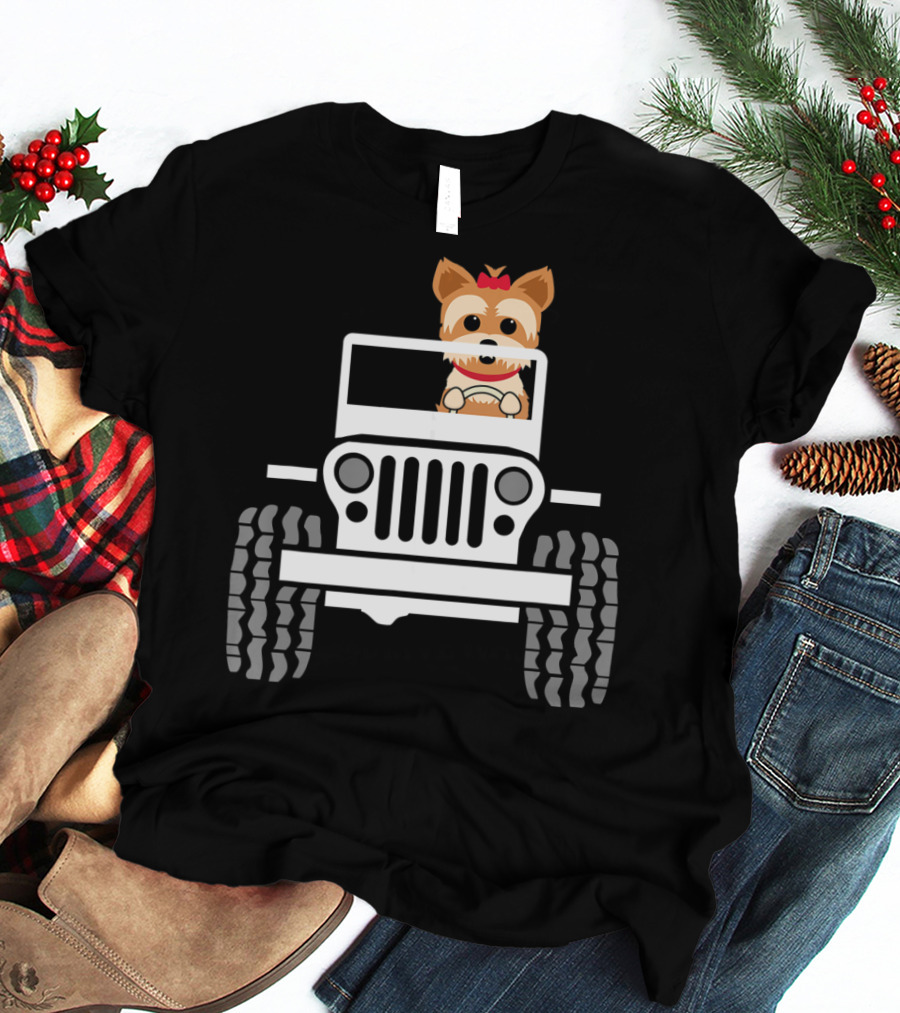 Yorkie Terrier Driving Jeep Adventure T-Shirt