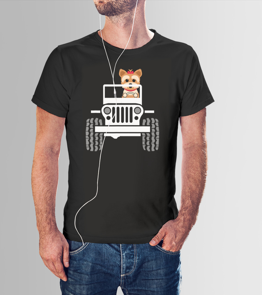 Yorkie Terrier Driving Jeep Adventure T-Shirt