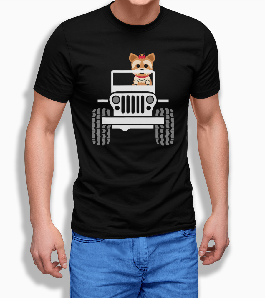 Yorkie Terrier Driving Jeep Adventure T-Shirt