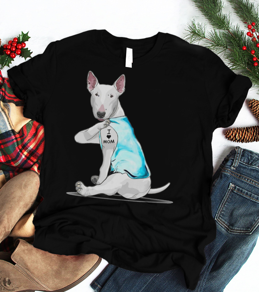 Bull Terrier I Love Mom Tattoo T-Shirt