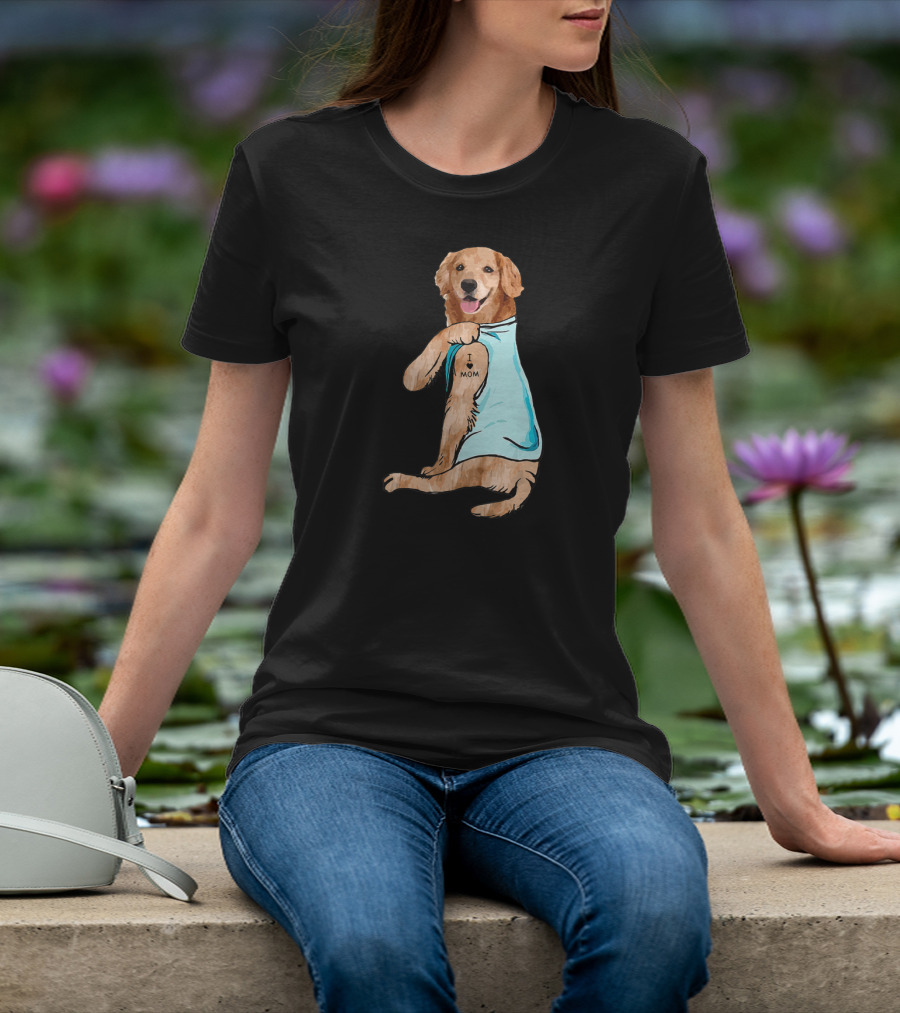 Golden Retriever I Love Mom Tattoo T-Shirt