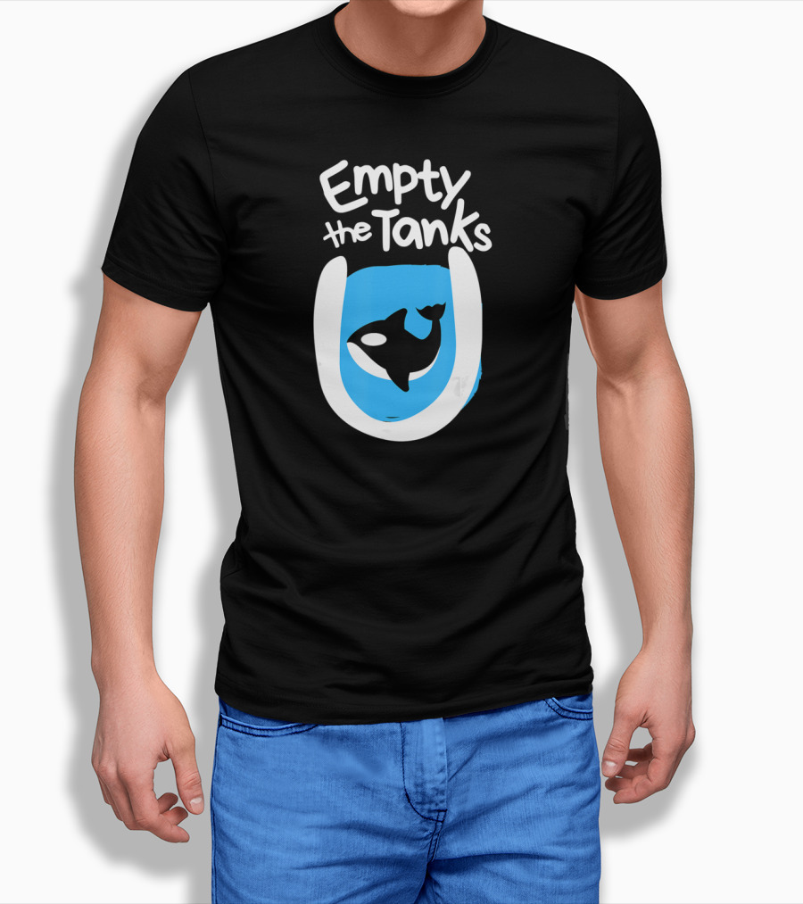 Empty the Tanks Killer Whale Orca Inside Blue Tank Image T-Shirt