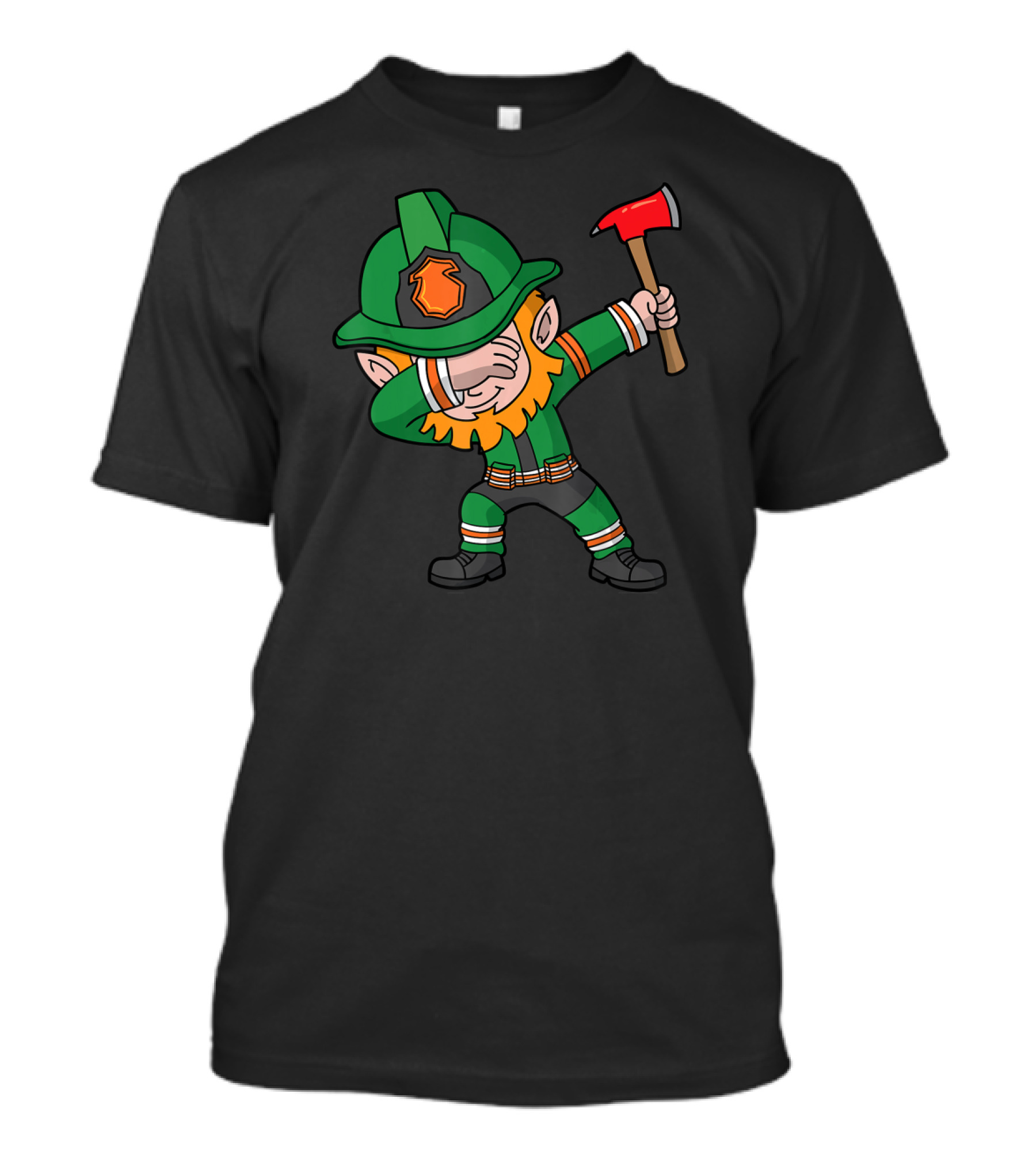 St Patricks Day Leprechaun Firefighter Dabbing With Axe T-Shirt