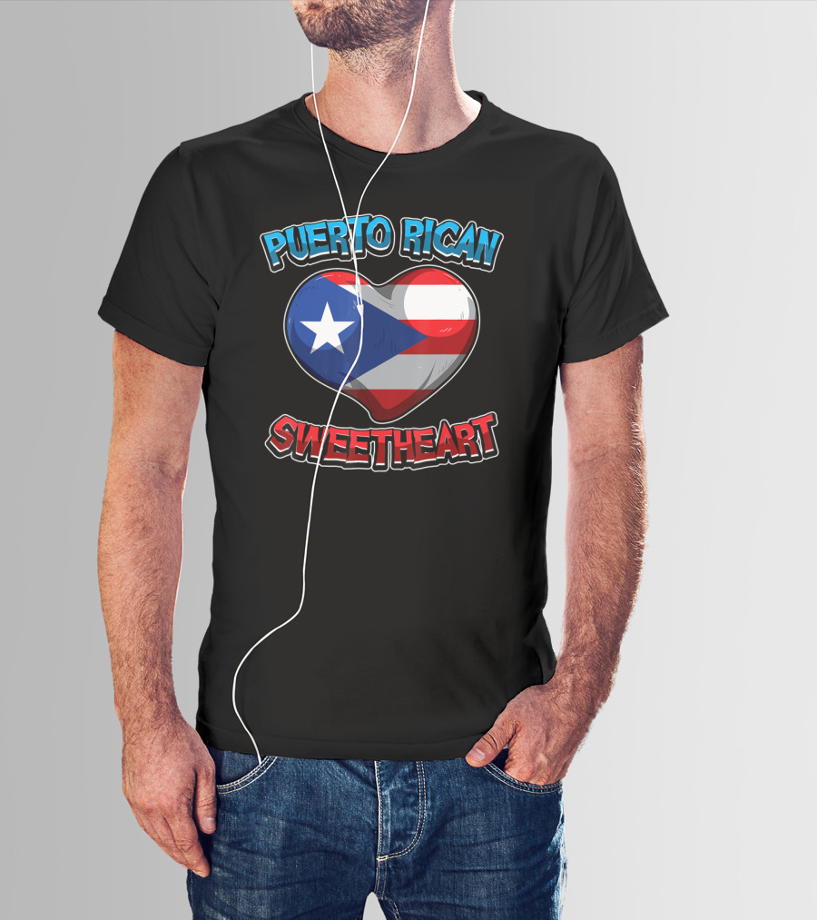 Puerto Rican Sweetheart Heart-Shaped Flag T-Shirt
