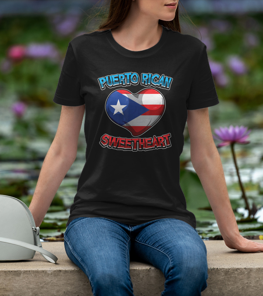 Puerto Rican Sweetheart Heart-Shaped Flag T-Shirt