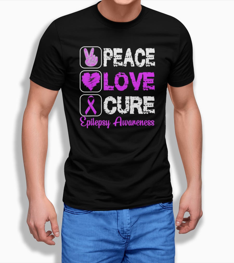 Peace Love Cure Epilepsy Awareness T-Shirt