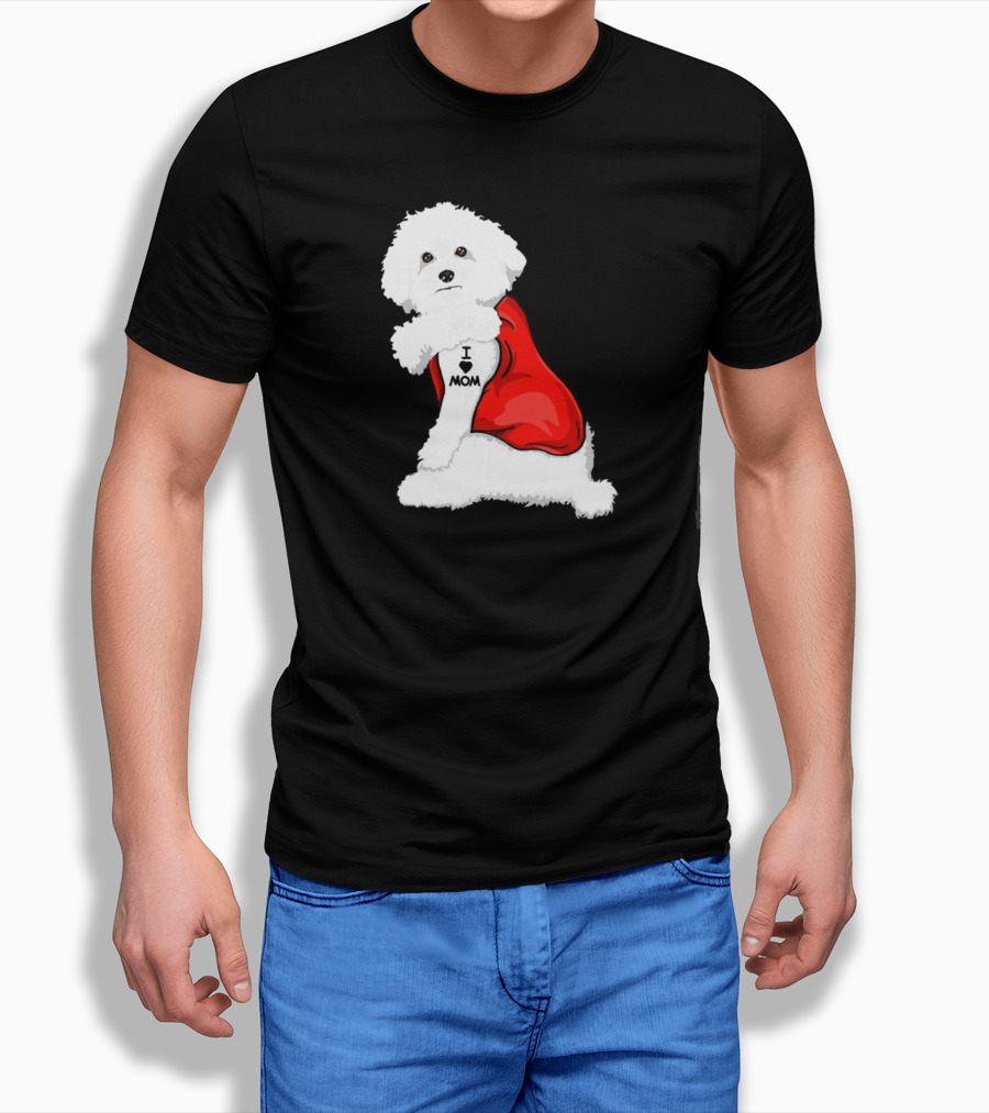 Bichon Frise I Love Mom Tattoo Red Cape T-Shirt