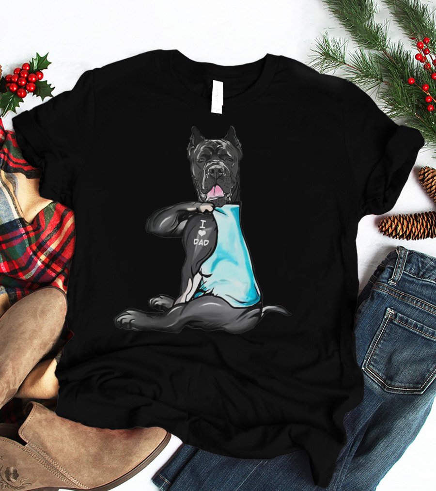 Cane Corso I Love Dad Shirt Black Dog Blue T-Shirt