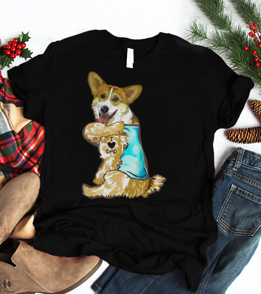 I Love Dad Corgi Father's Day For T-Shirt