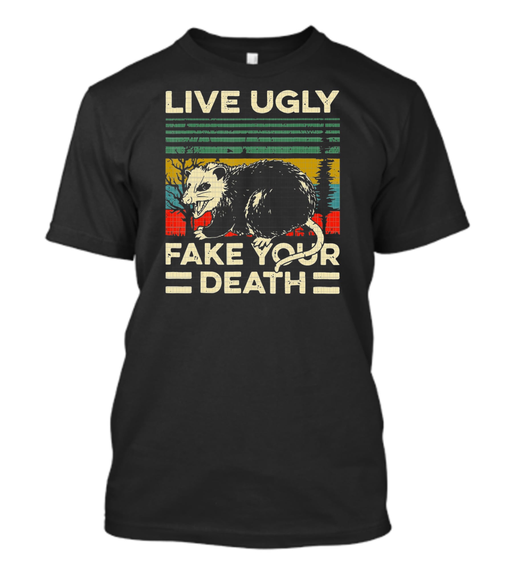 Live Ugly Fake Your Death Opossum Vintage 80s T-Shirt