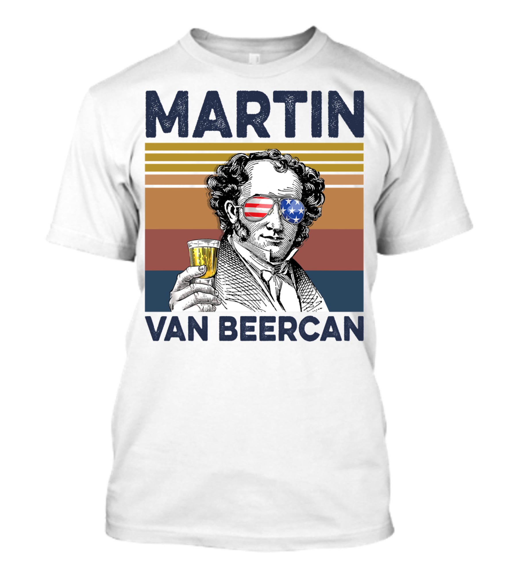 Martin Van Beercan American Flag Vintage Drink USA T-Shirt