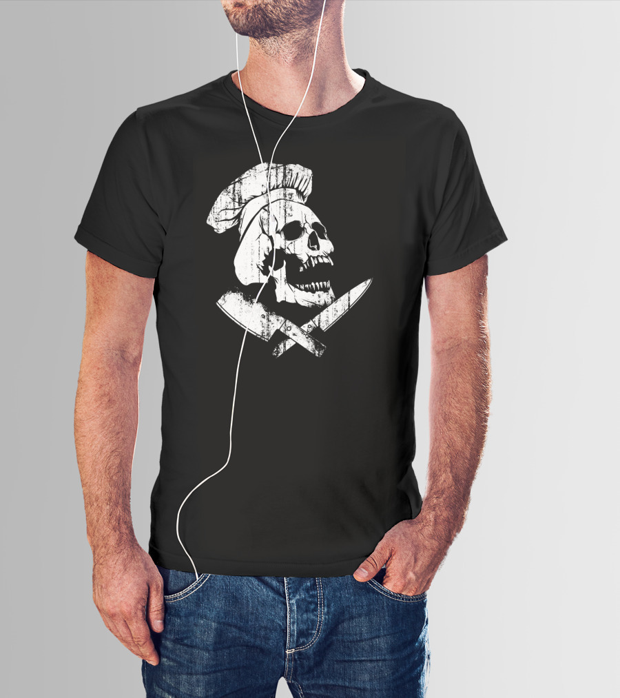 Culinary Gangster Cooking Master Chef Skull With Crossed Knives T-Shirt