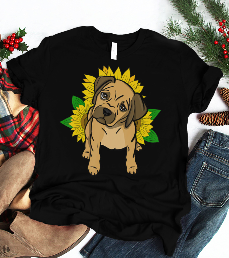 Puggle Puppy Sunflowers T-Shirt