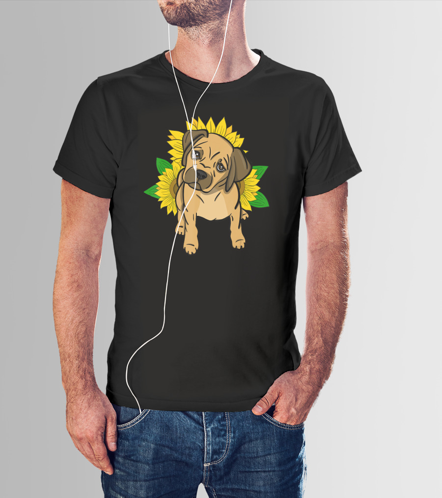 Puggle Puppy Sunflowers T-Shirt