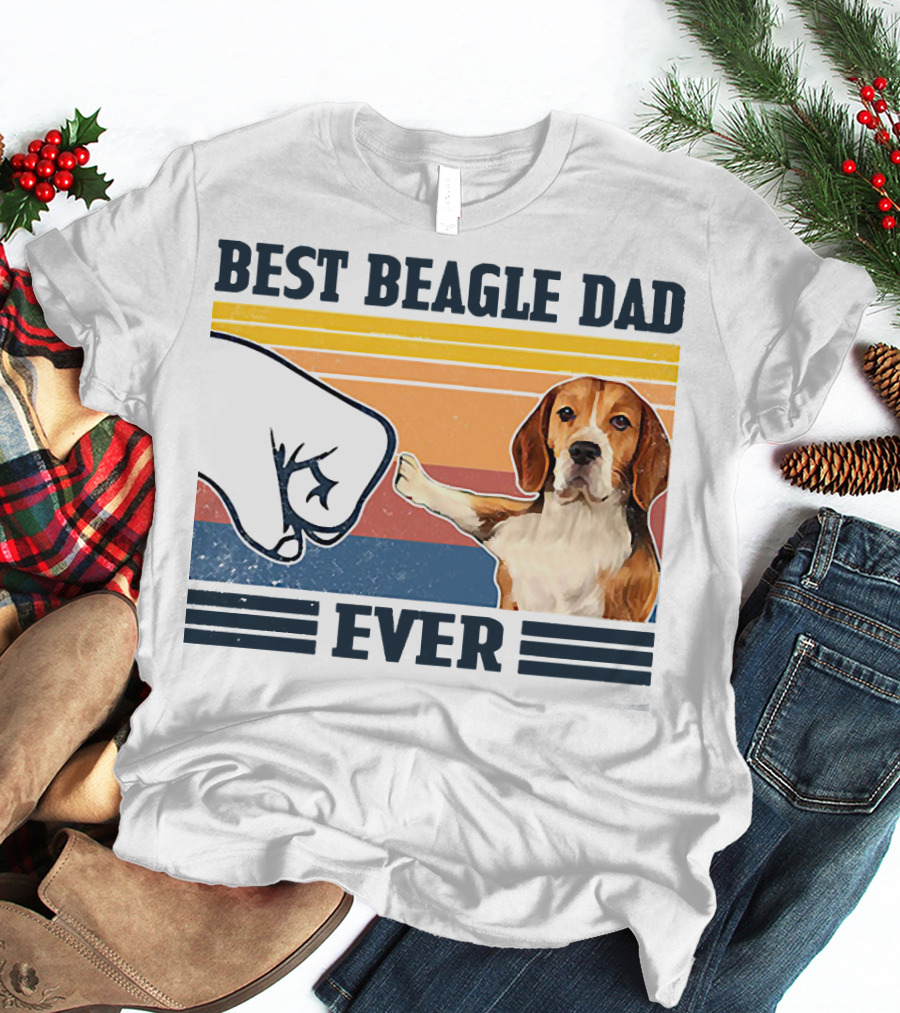 Best Beagle Dad Ever Vintage Fist Bump T-Shirt