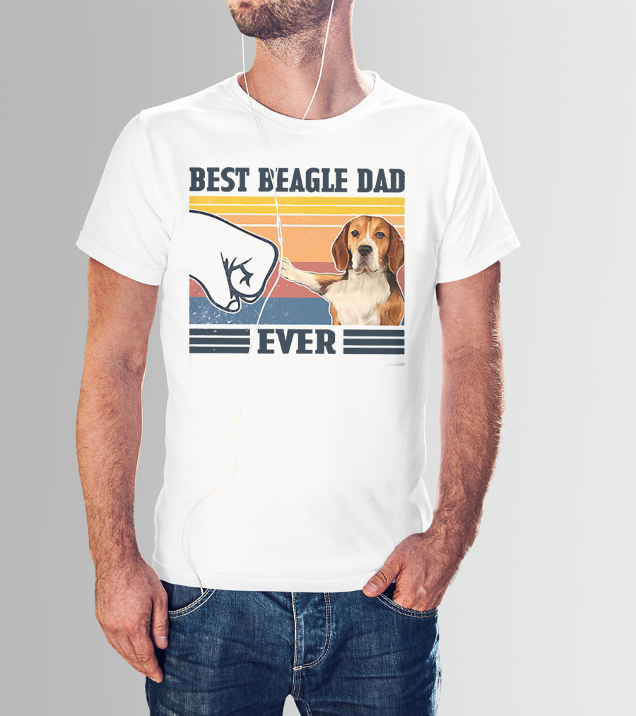 Best Beagle Dad Ever Vintage Fist Bump T-Shirt