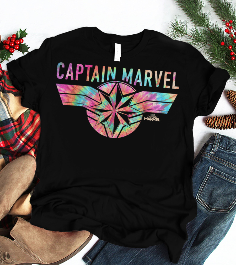 Captain Marvel Tie Dye Logo Banner Marvel Studios T-Shirt