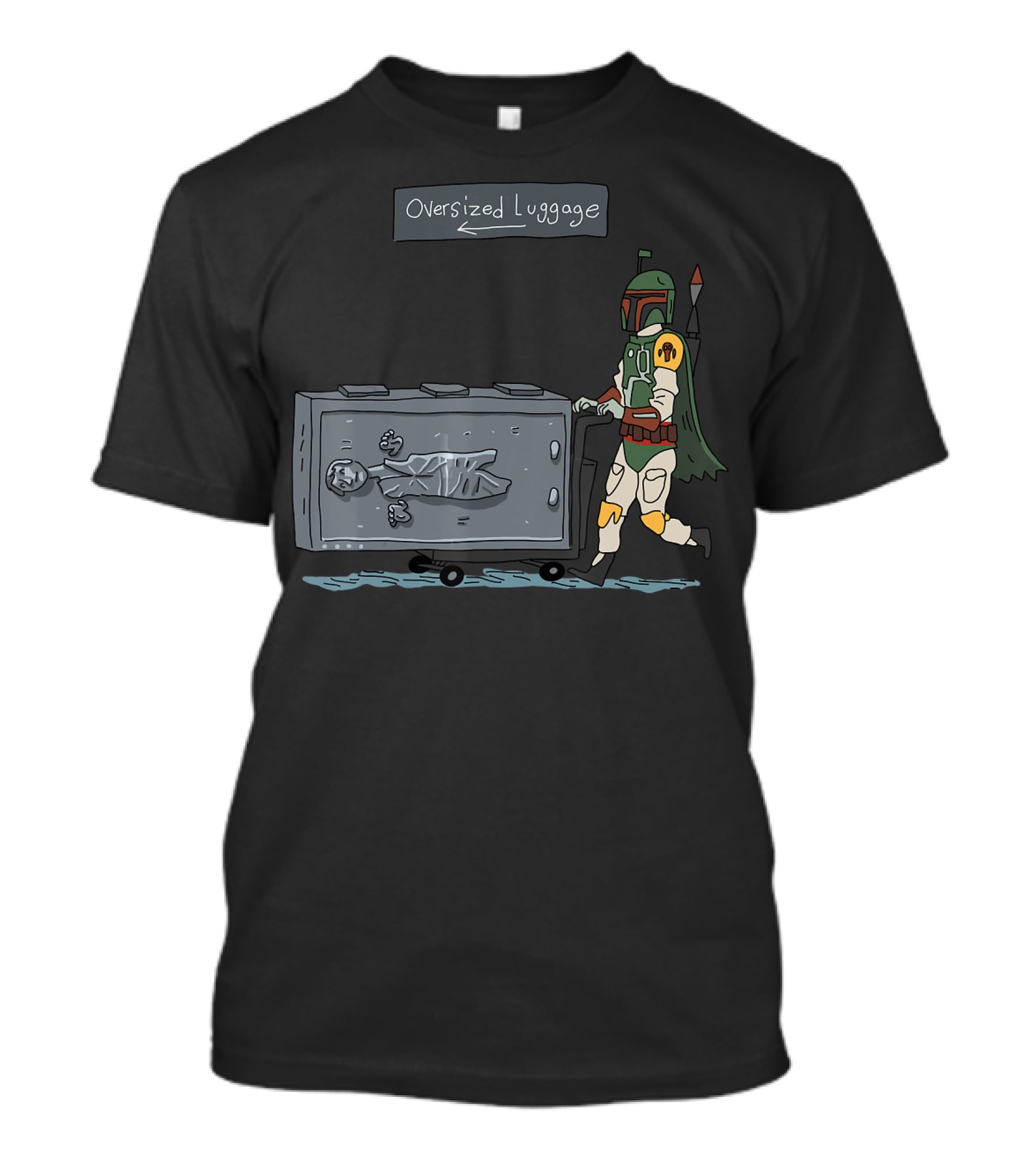 Star Wars Boba Fett Pushing Han Solo Carbonite Oversized Luggage T-Shirt
