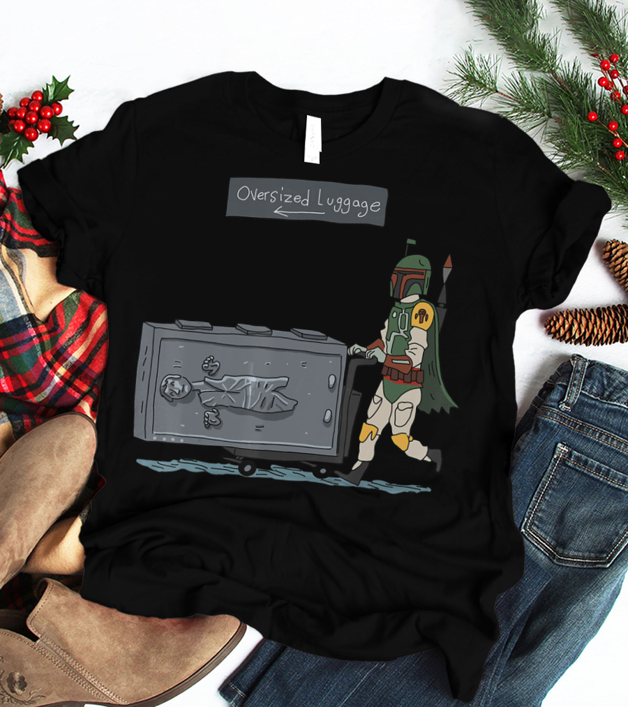 Star Wars Boba Fett Pushing Han Solo Carbonite Oversized Luggage T-Shirt