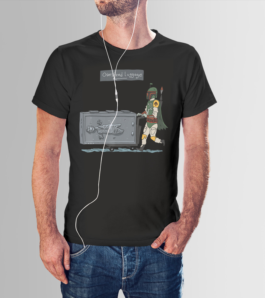 Star Wars Boba Fett Pushing Han Solo Carbonite Oversized Luggage T-Shirt