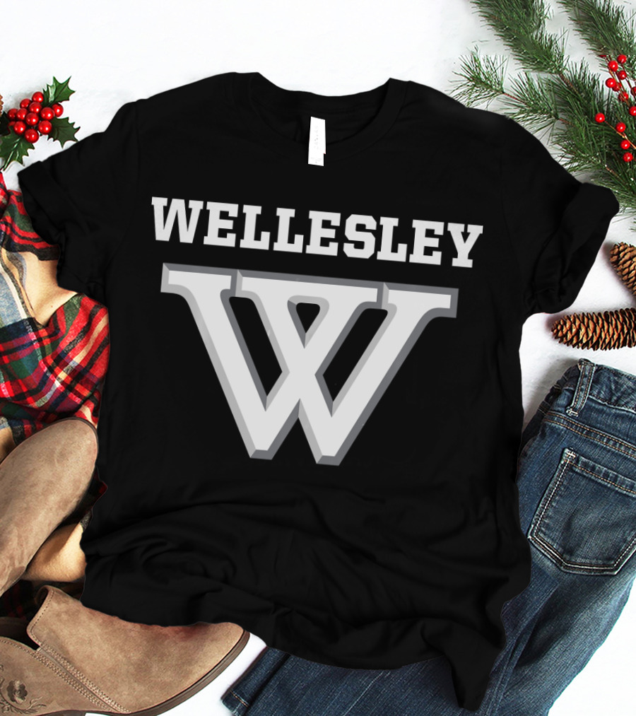 Wellesley College NCAA Bold Lettering And Iconic W T-Shirt