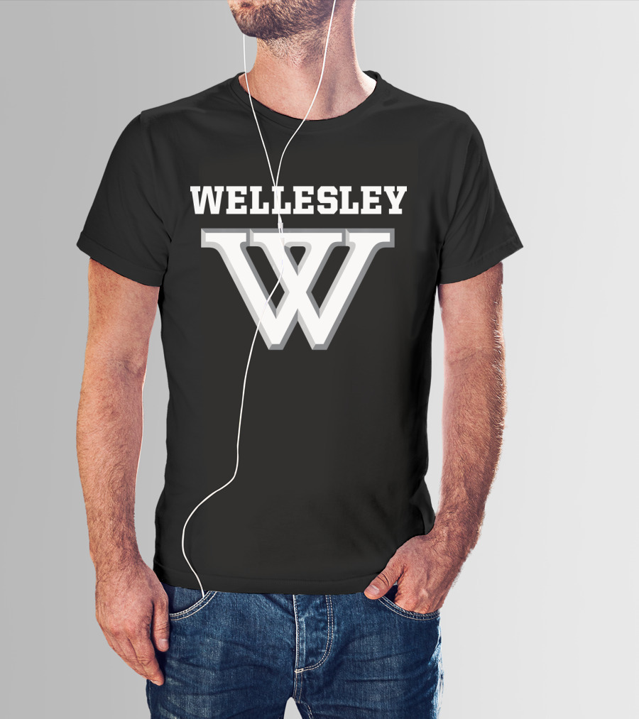 Wellesley College NCAA Bold Lettering And Iconic W T-Shirt