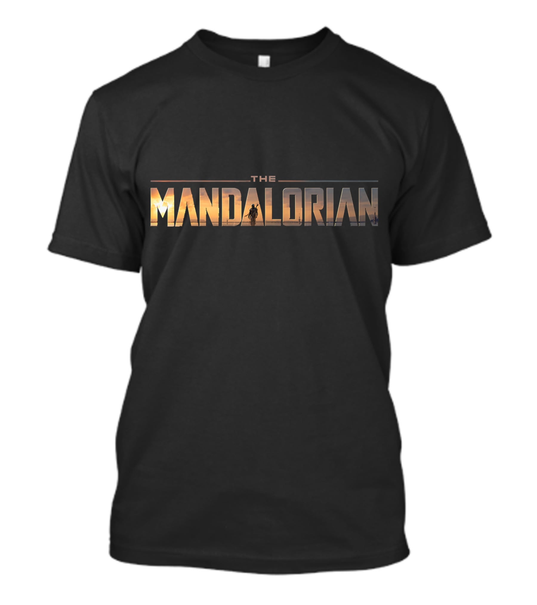 The Mandalorian Star Wars Series Iconic Text Sunset T-Shirt