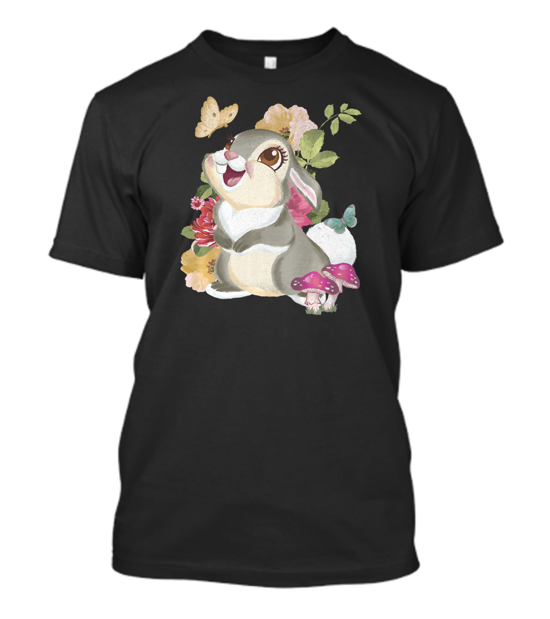 Disney Bambi Thumper Vintage Floral Butterfly Mushrooms Flowers T-Shirt