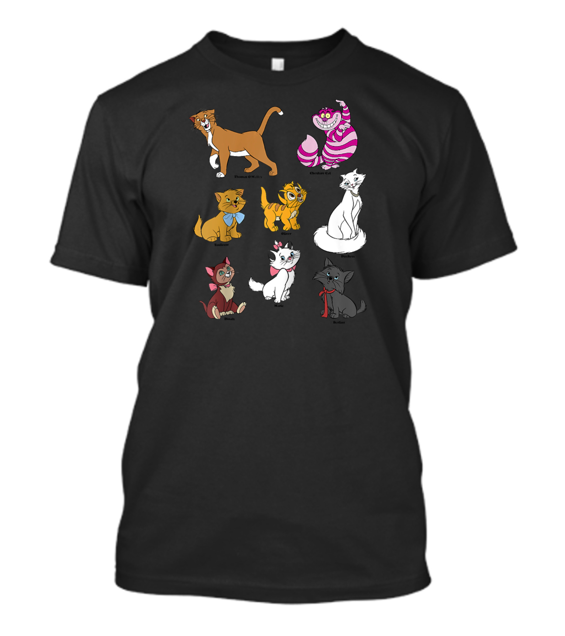 Disney Mickey And Friends Cheshire Duchess Oliver Figaro Aristocats Berlioz Toulouse Thomas Cats Raglan Baseball T-Shirt