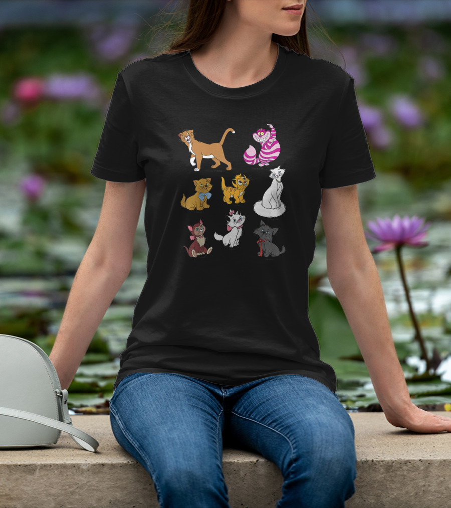 Disney Mickey And Friends Cheshire Duchess Oliver Figaro Aristocats Berlioz Toulouse Thomas Cats Raglan Baseball T-Shirt