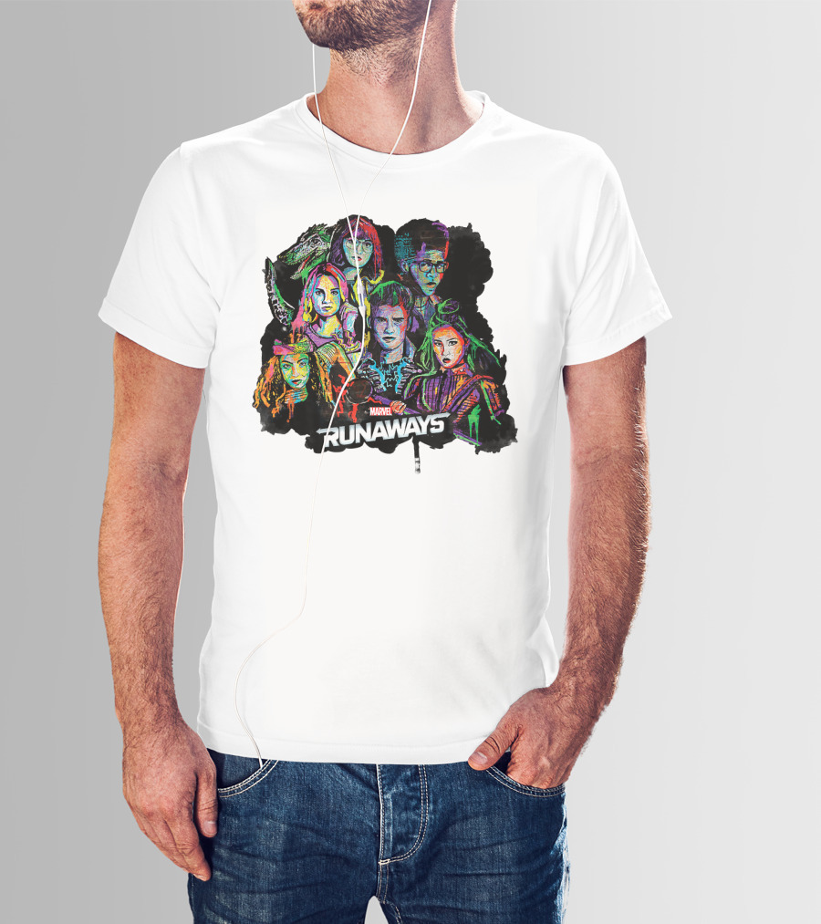 Marvel Runaways Vibrant Character Portraits Group Shot T-Shirt
