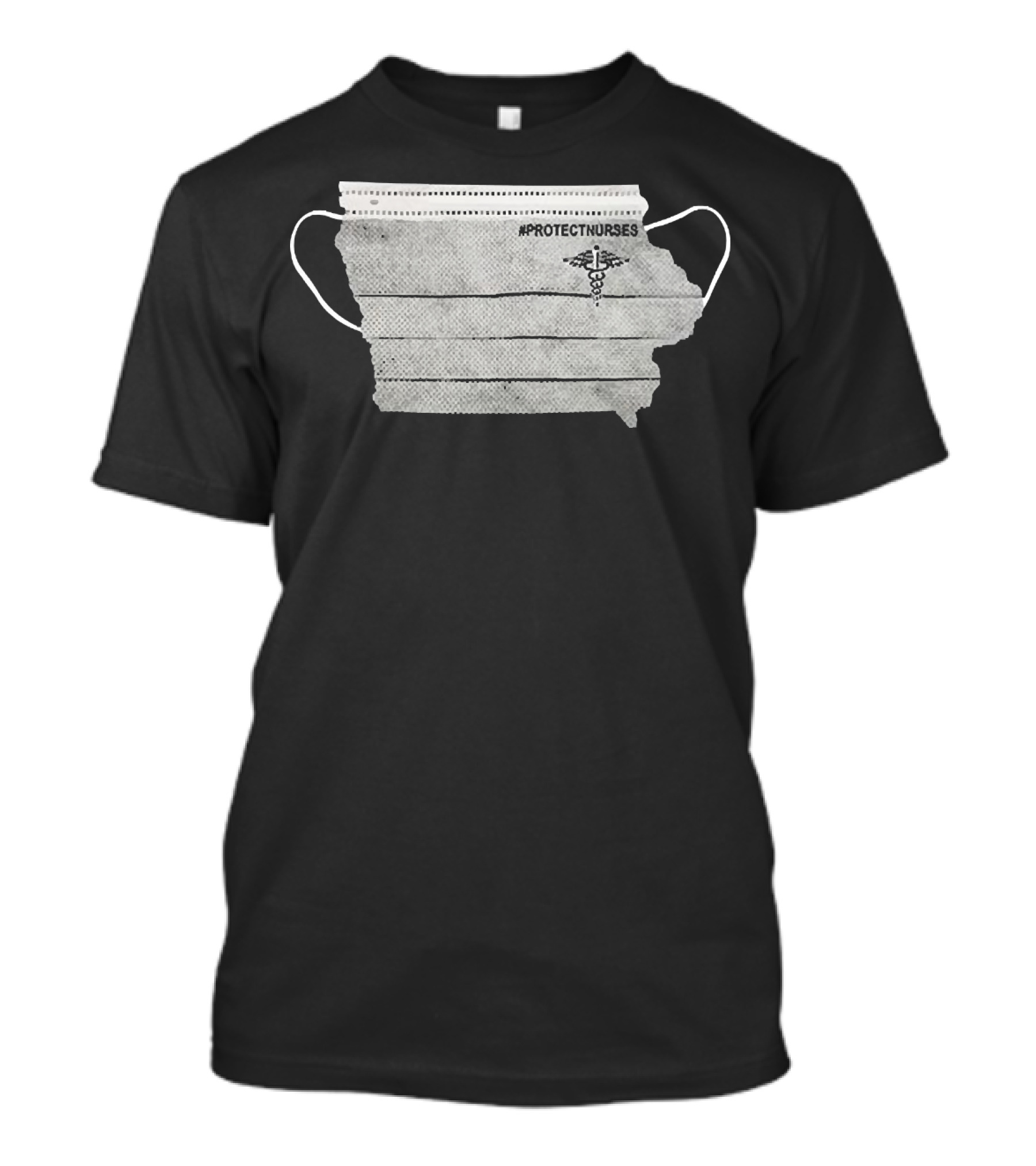 Iowa Map Nurse Mask #ProtectNurses Caduceus T-Shirt