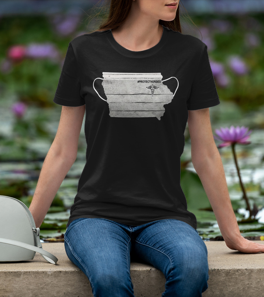 Iowa Map Nurse Mask #ProtectNurses Caduceus T-Shirt