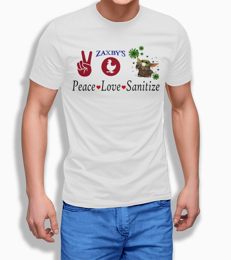 Zaxby's Peace Love Sanitize Baby Yoda T-Shirt