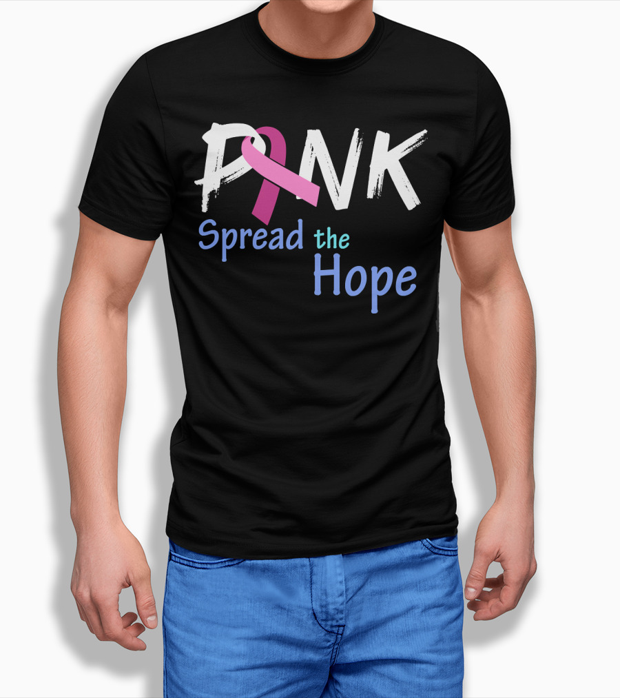 Pink Ribbon Spread the Hope Breast Cancer Awareness Support T-Shirt