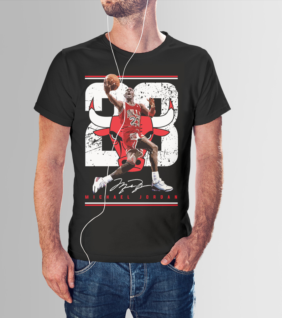 Michael Jordan Bulls 23 Iconic Dunk Signature T-Shirt