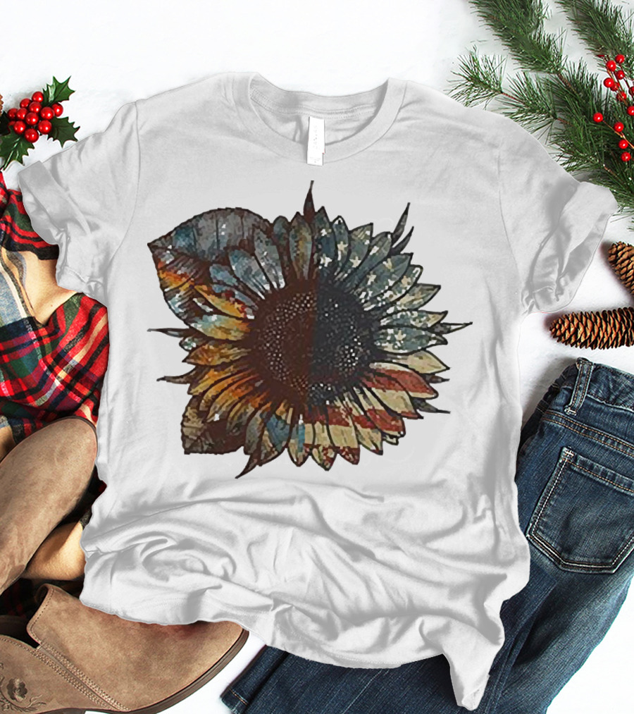 Sunflower American Flag T-Shirt