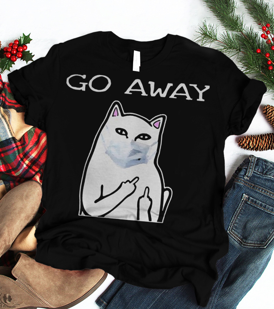Go Away Cat White Mask T-Shirt