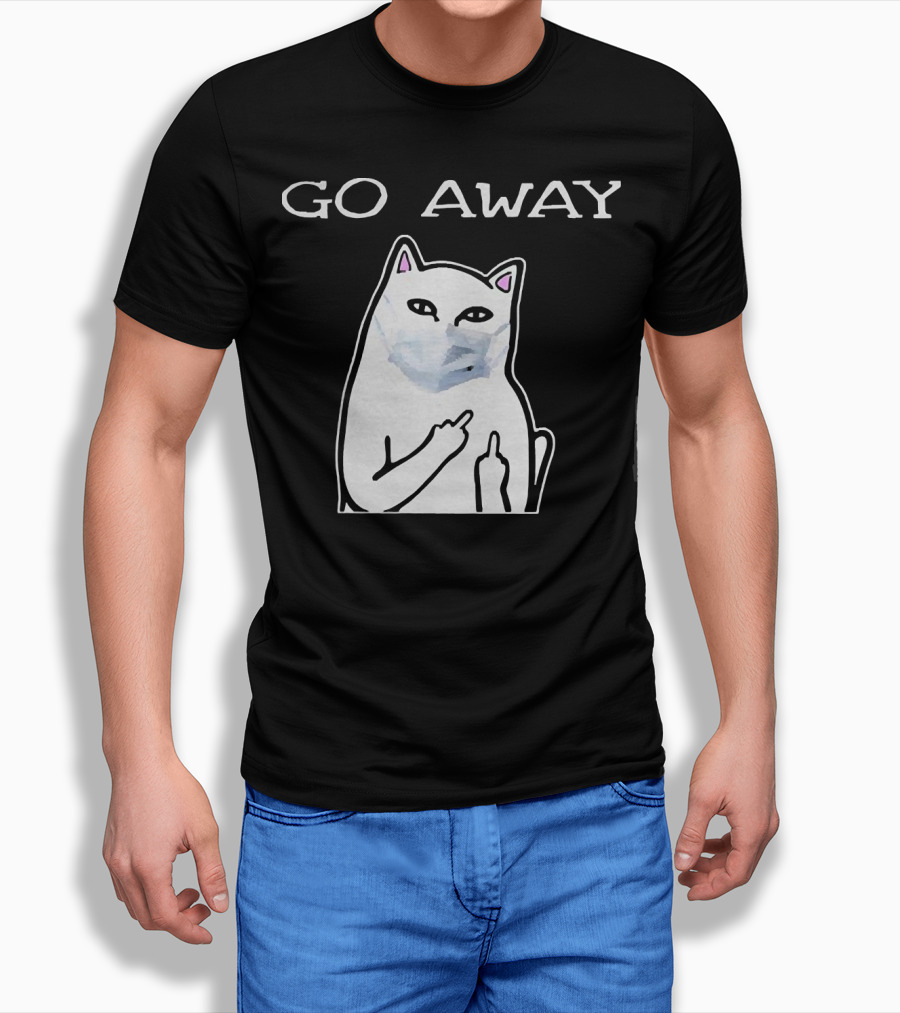 Go Away Cat White Mask T-Shirt